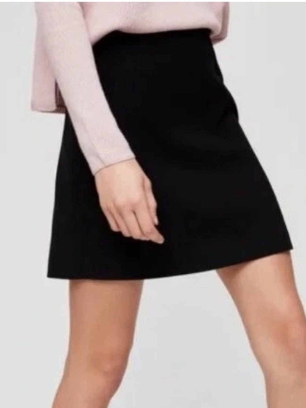 Babaton Aritzia Black Faux Suede Hopper Mini Skirt
